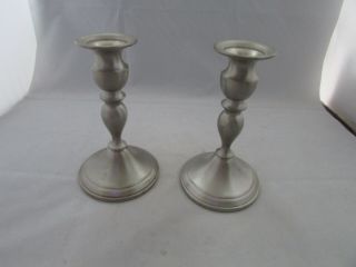 Web Pewter Weighted Candlestick Holders Pair Taper Candle 6.  5 In Tall