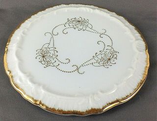 Andrea By Sadek Vintage Ceramic Trivet Charger Plate White Gold Detail 7583