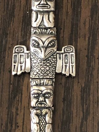 Kabana 925 Sterling Silver Totem Pole Tiki God Carved Bracelet