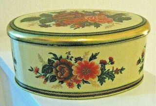 Vintage Meister Decorative Floral Metal Storage Tin [brazil] 6 X 4.  25 X 2.  5 - Ex
