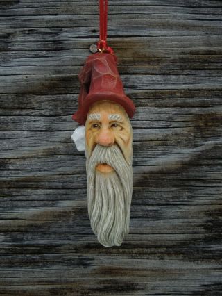 Wood Carving St.  Nick Santa Claus Christmas Tree Ornament 3 Scott Longpre