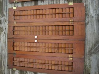 2 Antique Wood SHUTTERS Louvered panels 25 1/2 x 30 tall thru tenets 2