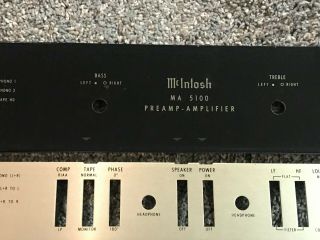Vintage McIntosh MA5100 Pre Amplifier Face Plate and Glass 2