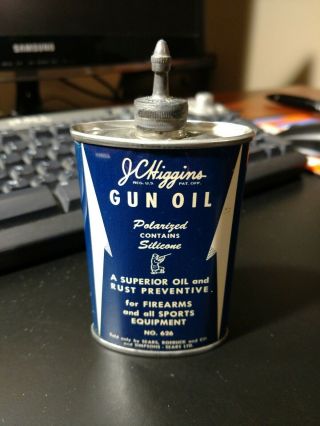 Vintage Jc Higgins Gun Oil Tin 3oz.  Can,  Lead Top,  626,  Sears Roebuck