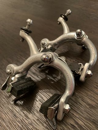 Vintage Campagnolo Nuovo Record Brake Calipers Normal Reach With Drop Bolt