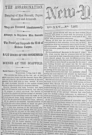 Execution Of The Lincoln Conspirators Descriptive Accounts 1865 Newspaper