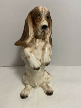 Vintage Ucagco Basset Hound Dog Ceramic Figurine Begging 7” Tall