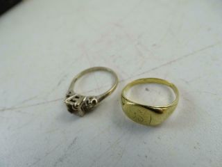 Vtg 10k Solid Yellow Gold Ladies Cocktail Ring Wedding Ring Scrap Set White 14k