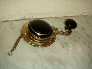 Victorian Interior Servants Bell Pull.  Antique Brass & Ceramic Bell Pull Lever.