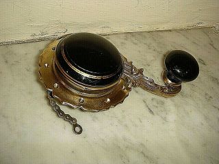 Victorian Interior Servants Bell Pull.  Antique Brass & Ceramic Bell Pull Lever. 2