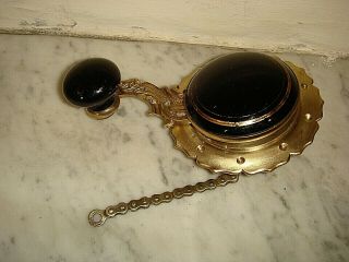 Victorian Interior Servants Bell Pull.  Antique Brass & Ceramic Bell Pull Lever. 3