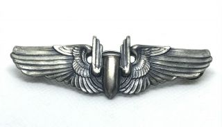 Wwii Us Military Sterling Silver Air Pilot Bomber Gunner Wings Pin