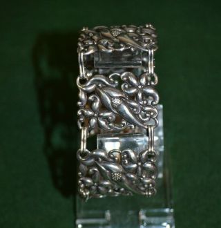 Vintage Danecraft Sterling Silver Floral Link Bracelet