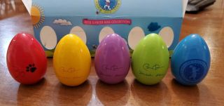 Rare 2012 Obama Signed White House Official Wooden Easter Egg Roll Set Of 5