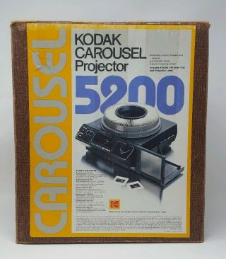 Vintage Kodak Carousel 5200 Slide Projector W/remote Slide Tray Box