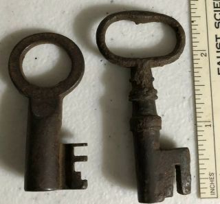 2 Antique Vintage Hollow Barrel Skeleton Keys -