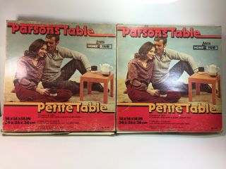 2 Vintage Black Petite Parsons Action Home Fair Square Tables 1980