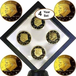 Donald Trump 4 Gold Coin Set,  45th 1st Term Presidential Collector 