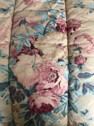 Ralph Lauren King Comforter Elsa Grasslands Peony Rose Vintage Floral Euc