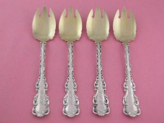 4 Sterling Whiting Ice Cream Forks Louis Xv 1891