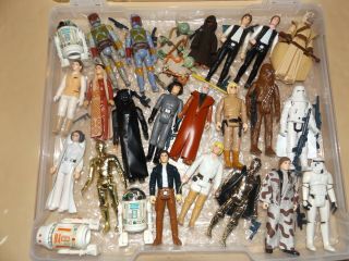 26 Vintage Star Wars Figures (12),  (many Variants) Guns,