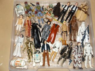 26 Vintage Star Wars Figures (12),  (Many Variants) Guns, 3
