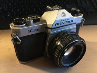 Vintage Pentax K1000 Slr 35mm Camera With Pentax - M 1:2.  0 50mm Lens (7737325)