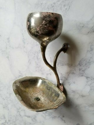 Antique Vintage Wall Mount Soap Dish Holder & Cup Brass Nickel