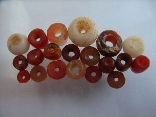 20 Ancient Roman Carnelian,  Quartz,  Red Jasper Beads Romans Very Rare Top