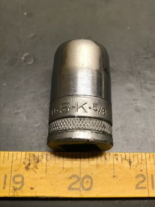 Vintage S - K Tools 40120 5/8” 12 Point 1/2” Drive Socket Satin Knurled Bottom