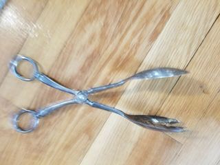 Vtg E.  R.  Zinc Silver Plated Scissor Style Salad Serving Tongs Made Italy Italian