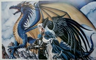 Nene Thomas " Sapphire " Limited Dragon Print - Signed,  Numbered,  Framed,  Matted