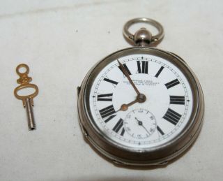 Antique Silver Cased Pocket Watch - Charles J.  Hill,  Birmingham 1911