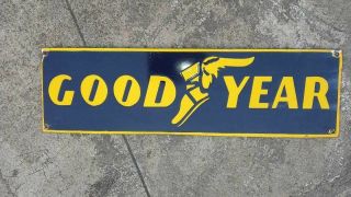 Porcelain Goodyear Enamel Sign Size 24 " X 7 " Inches