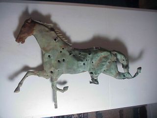 Antique Folk Art Wounded Horse Copper Weathervane W/ Cast Iron Head To Restore