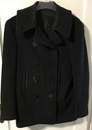 Naval Clothing Factory Usa Navy Issue Vintage Pea Coat Chest 38”