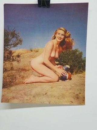 Vintage Nude Mexican Pinup Lithograph - Long Haired Girl Posing 14x17