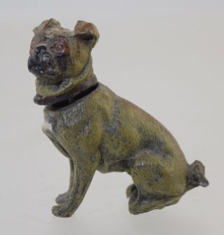 Antique German Cold Painted Metal Bobble Head Pug Figurine