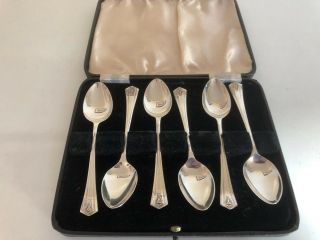 Lovely Set Of 6 Solid Silver Tea Spoons (sheffield 1938) Pinder Bros Ltd 4.  5 "