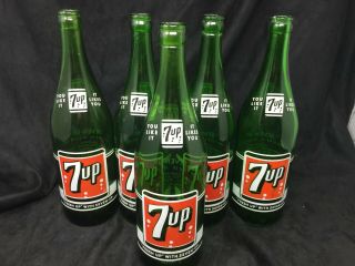 5 Vintage 7up Moorhead Minn Minnesota Grand Forks Nd Large Bottles Duraglas