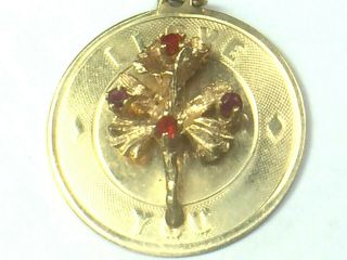 Fine 14k Yellow Gold Natural 0.  1ct Rubies Garnet Orchid " I Love You " Charm 3.  7gm