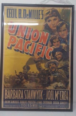 Vintage 1939 Paramount Pictures Union Pacific Poster (shipped Rolled)