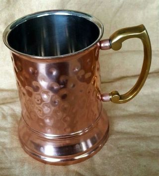 Moscow Mule Mug / Tankard,  Copper,  Hammered Work,  Steel Lining,  Brass Handle