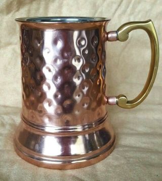 Moscow Mule mug / tankard,  copper,  hammered work,  steel lining,  brass handle 2
