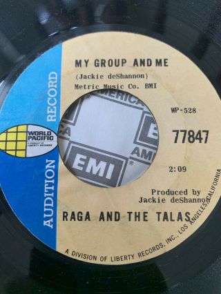 Garage Psych Promo 45/ Raga And The Talas " My Group & Me " Vg,  Hear