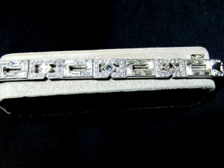 Vintage Engle Brothers Sterling Silver Art Deco Rhinestone Bracelet Signed