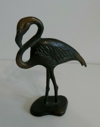 Vintage Solid Brass Flamingo 5 1/2 " Tall S Nelles 1979