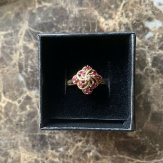 Vintage Ruby And Diamond 10k Gold Ring Sz 7