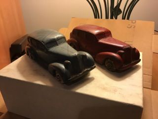 Two (2) Rare Vintage Rainbow Rubber 1935 Oldsmobile Sedans
