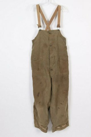 Vintage Wwii Usn Us Navy N - 1 Pants Overalls Bibs Usa Mens Size Medium